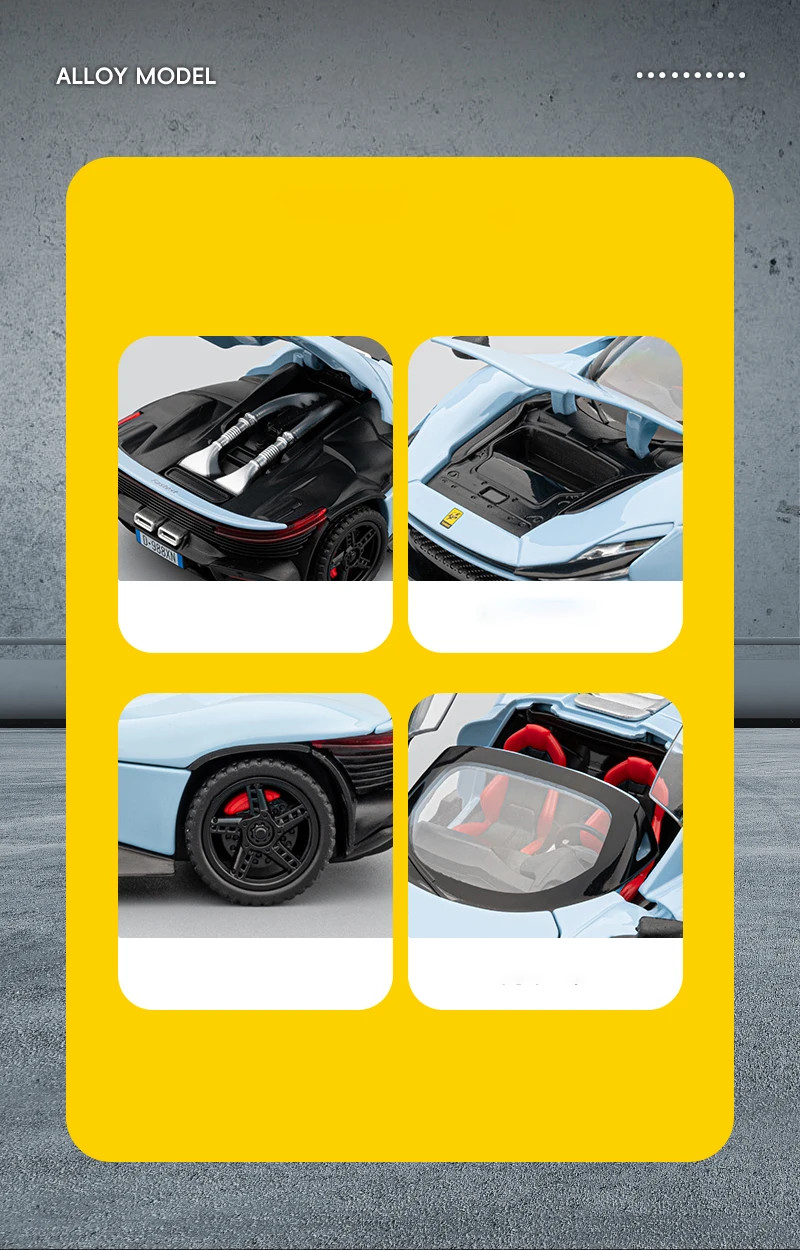 1:32 Ferrari Daytona SP3 Supercar Alloy Diecast Car Model Sound Light Kid’s gift