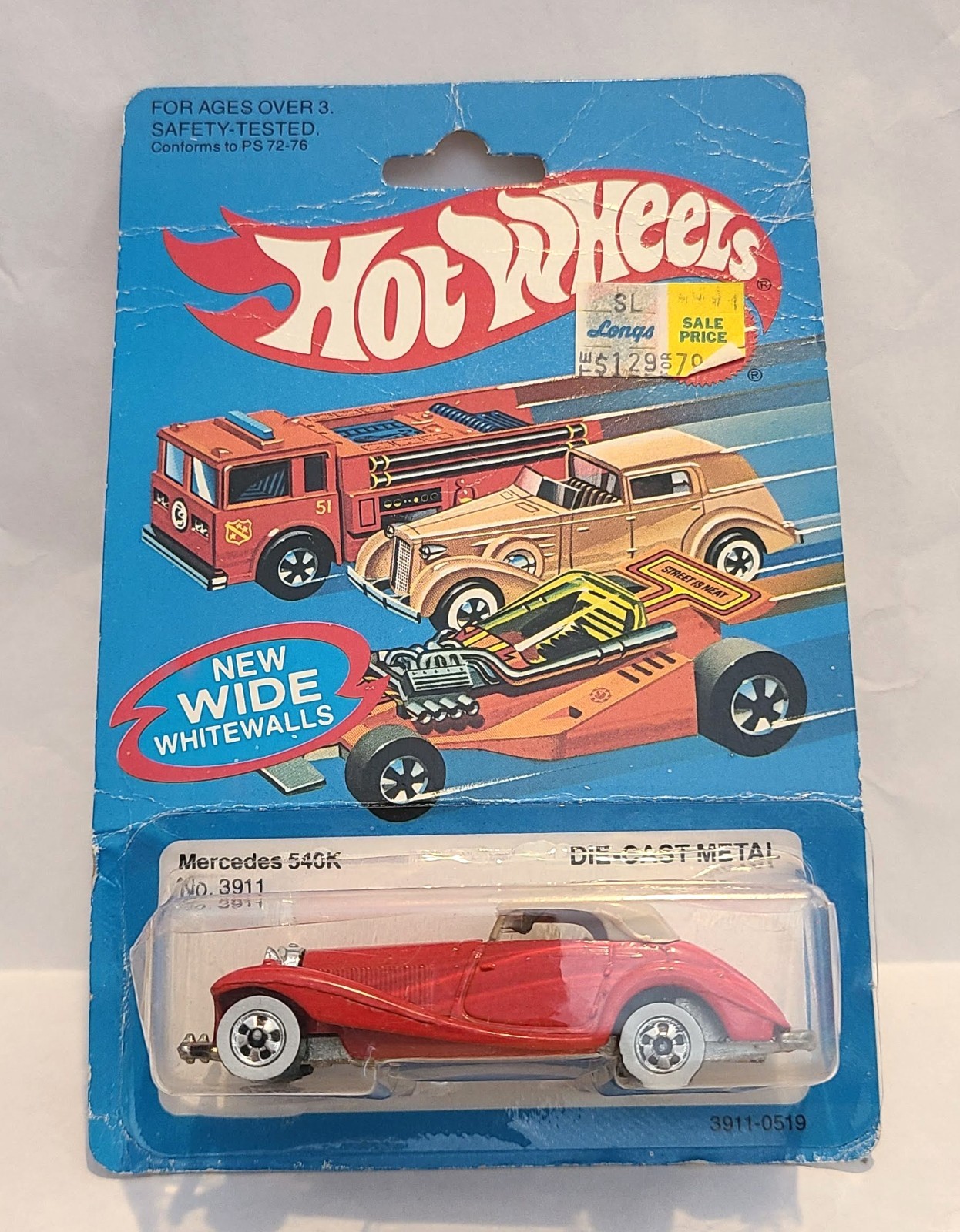 Hot Wheels all blue card 1982 Mercedes 540K red variation collector #3911