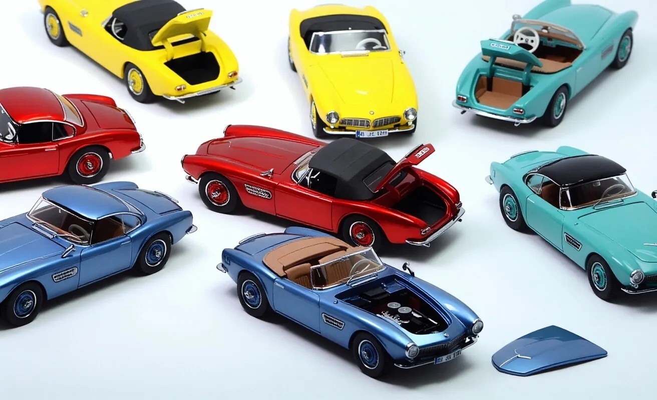 GFCC 1:64 Ice Blue 1957 507 Soft Top Classic Sport Model Diecast Metal Car