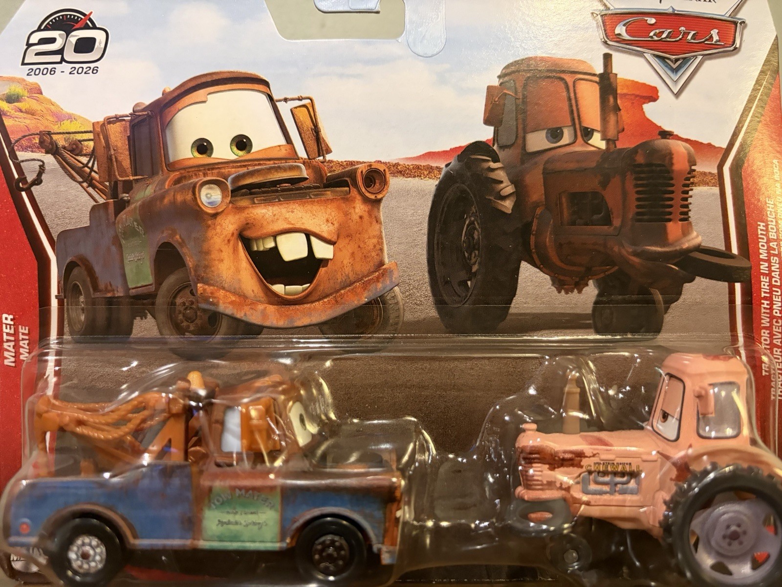 Mattel Disney Pixar Cars Mater & Tractor 2-Pack 20th Anniversary 1:55 Diecast