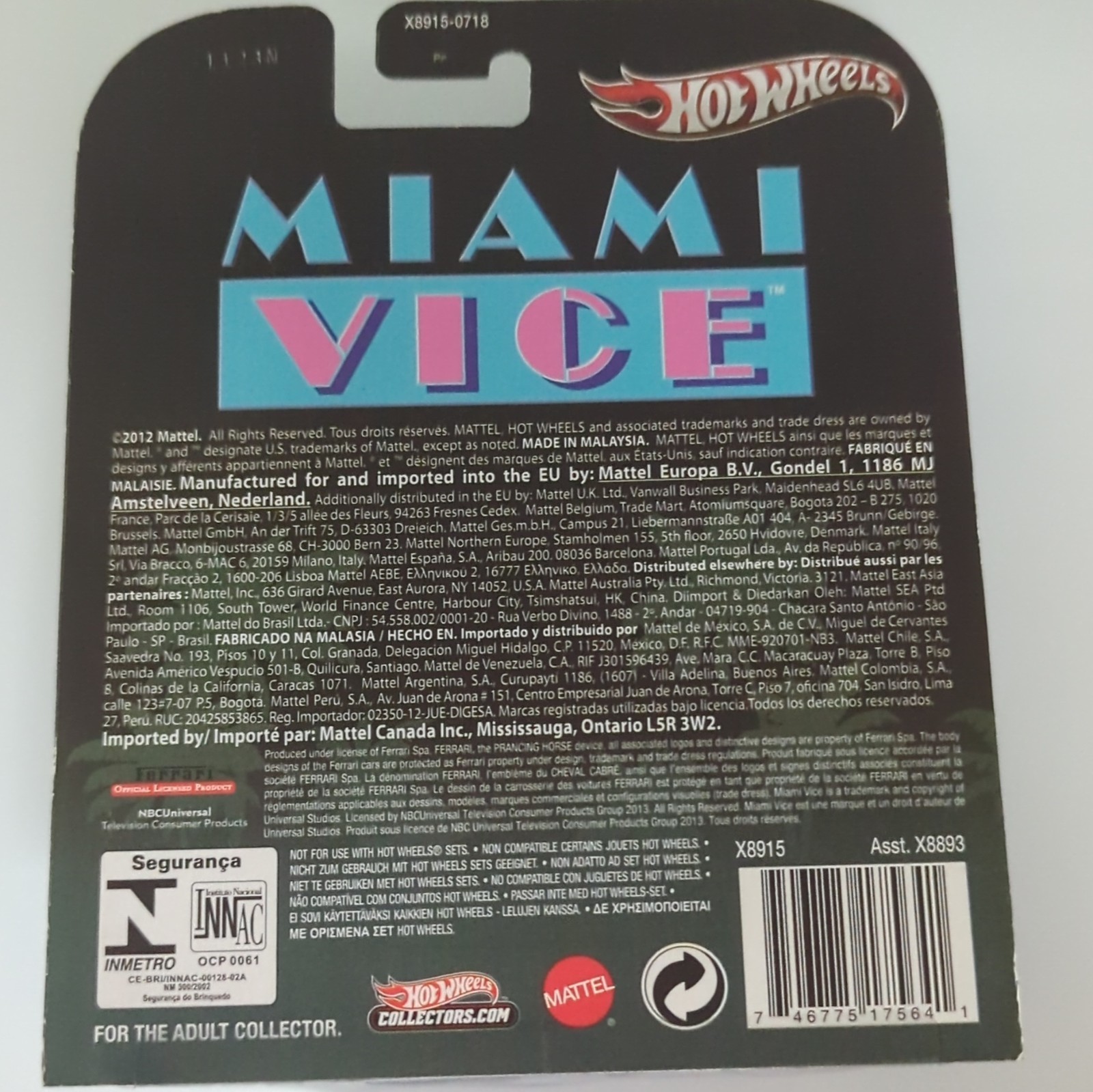 Hot Wheels Miami Vice 1994 Ferrari F512 M 1:64 White Diecast Car Unopened