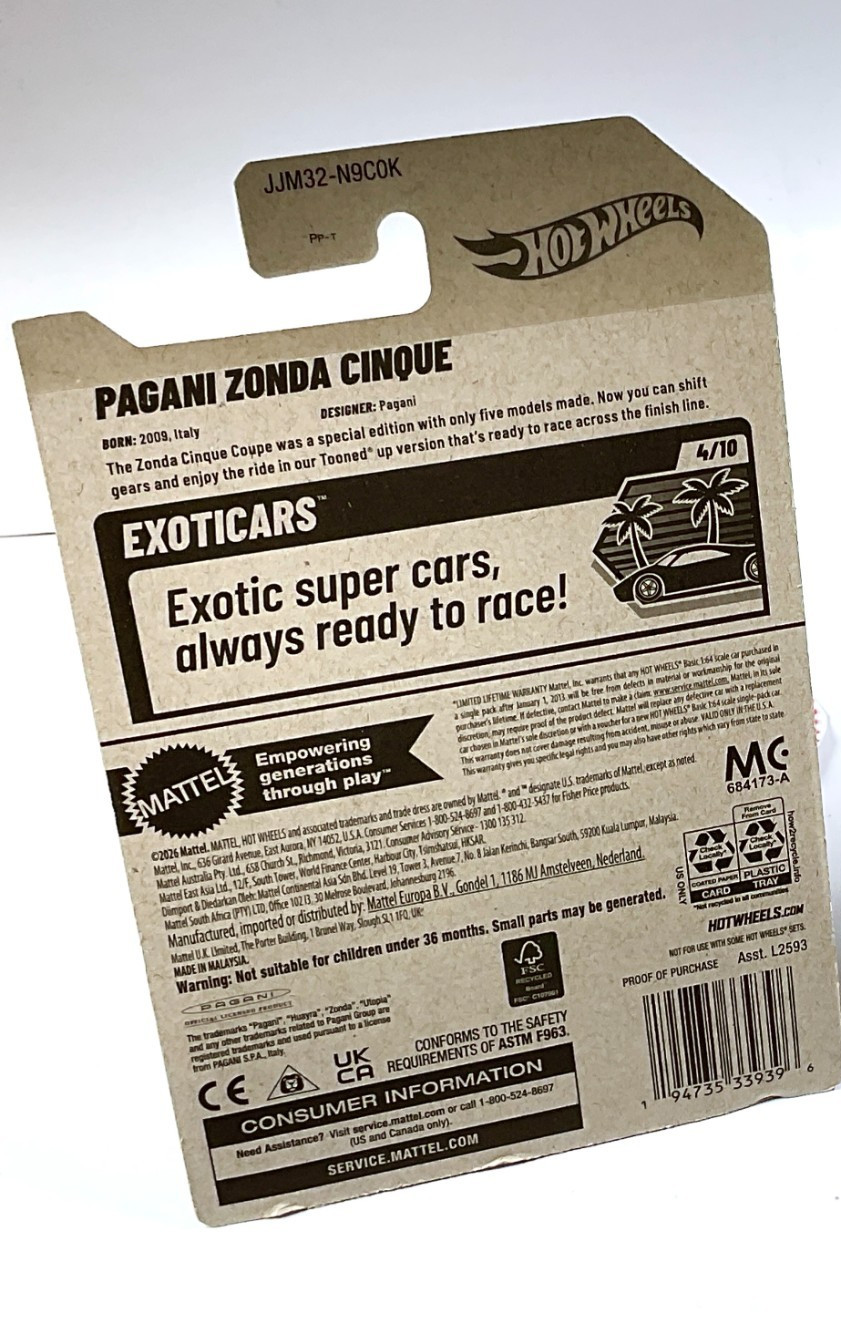 Hot Wheels 2026 ZAMAC Pagani Zonda Cinque Silver , Combo Ship it for $1