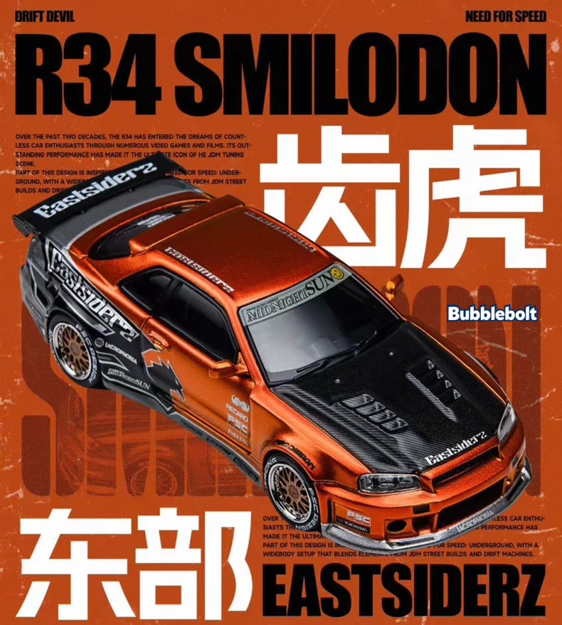 1/64 TimeMicro Nissan Skyline GT-R R34 Smilodon Eastsiderz Event Limited Car New