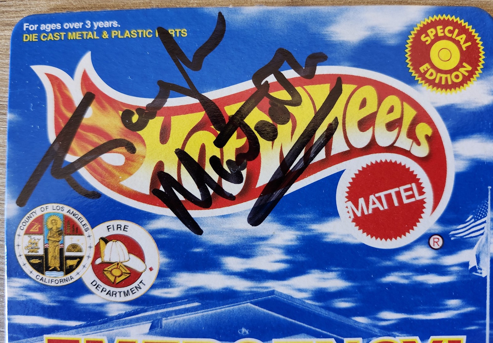 Hot Wheels Emergency LA Fire Dept Special Edition 1999 signed Randolph Mantooth