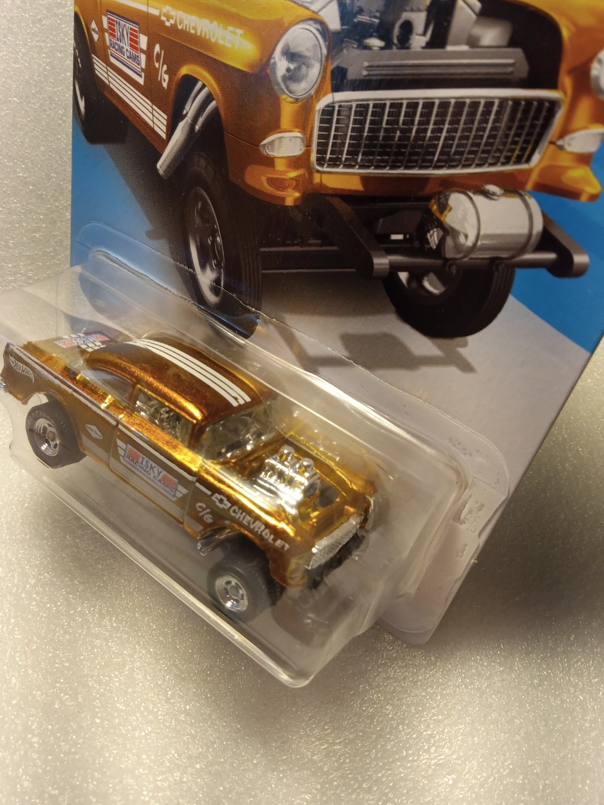 Hot Wheels Legends Tour: ’55 Chevy Bel Air Gasser 1:64 Scale Model Car – Gold…