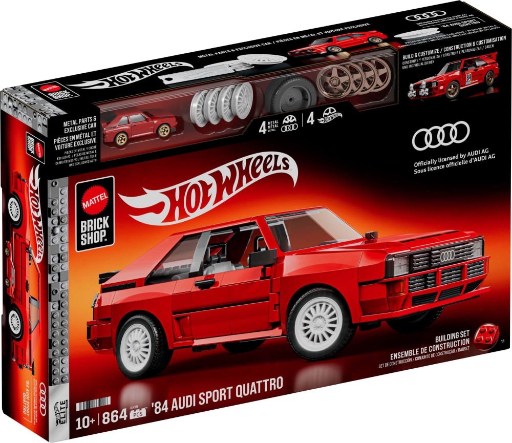 Mattel Brick Shop Hot Wheels ’84 Audi Sport Quattro 864pc Set 10+ Metal Parts
