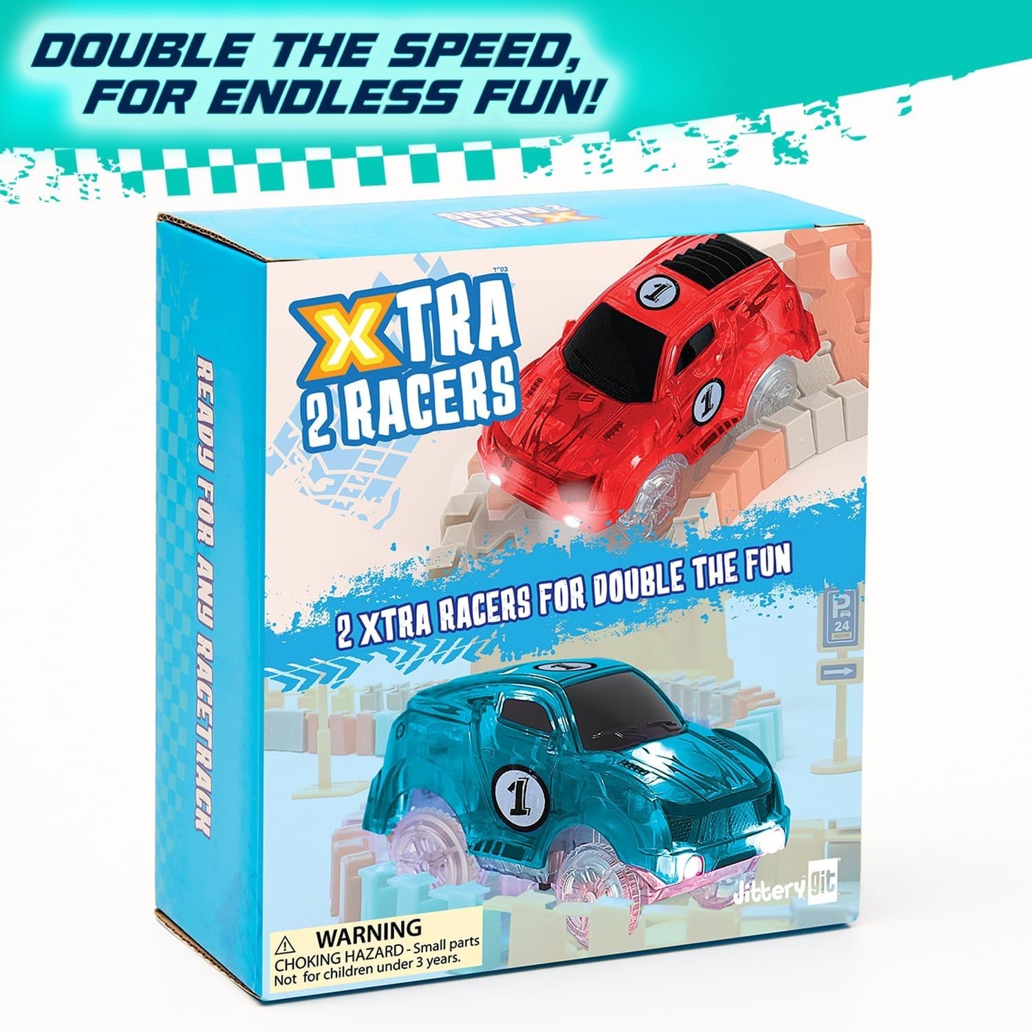 2-Pack Light-Up Racer Cars for Glow Tracks – Perfect Gift for Kids Aged 3-8