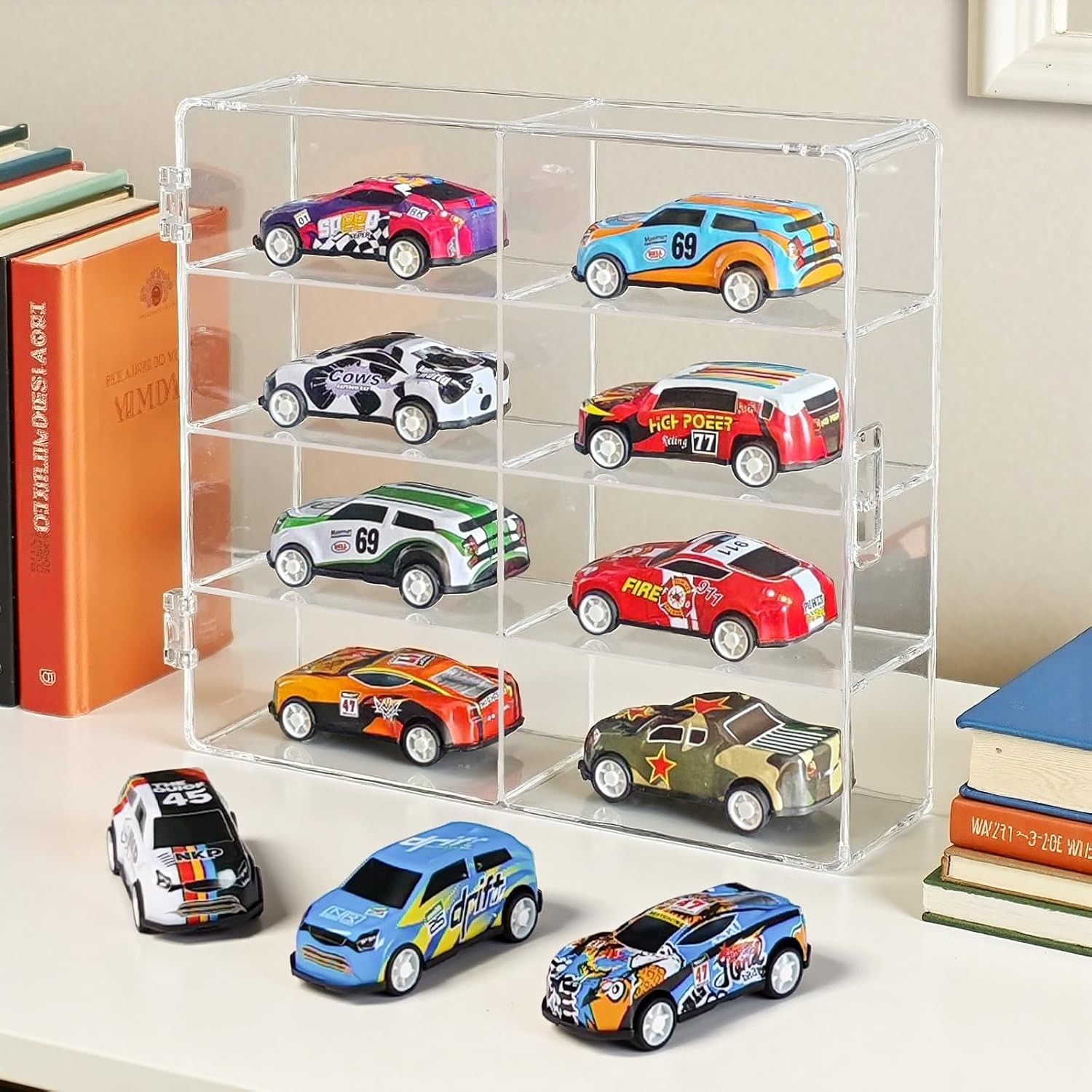US Clear Acrylic Display Case Storage Box Stackable For 1/64 Scale Diecast Cars