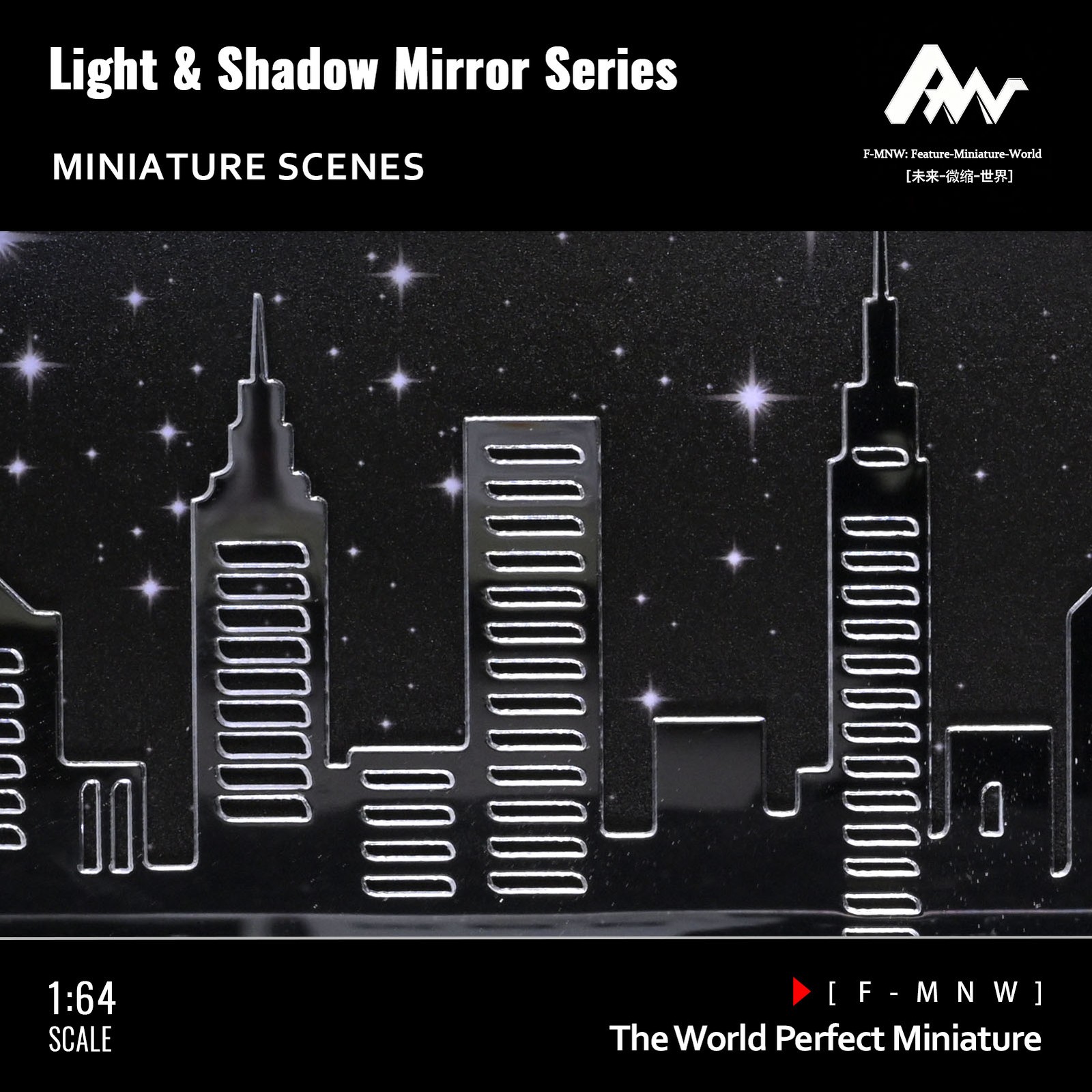 1/64 Diorama Mirror Garage Model 3-Color LED Parking Lot Display Case Building