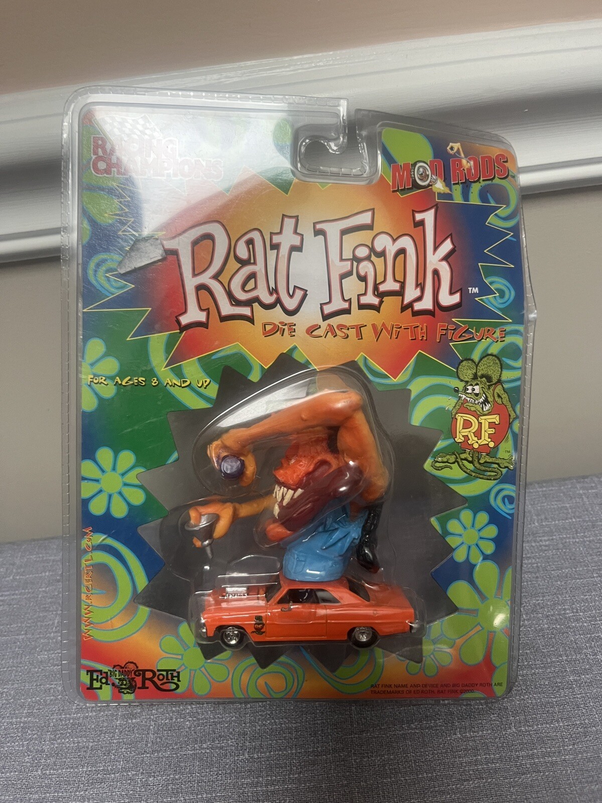 Racing Champions Mod Rods Rat Fink with Diecast Figure & Orange Nova 76033