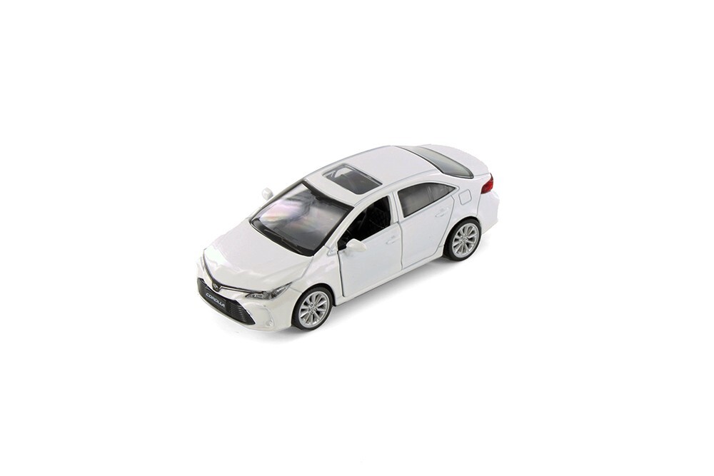 White Toyota Corolla Diecast Toy with Pullback Action 1/43 Scale 4.25 Inches Lon
