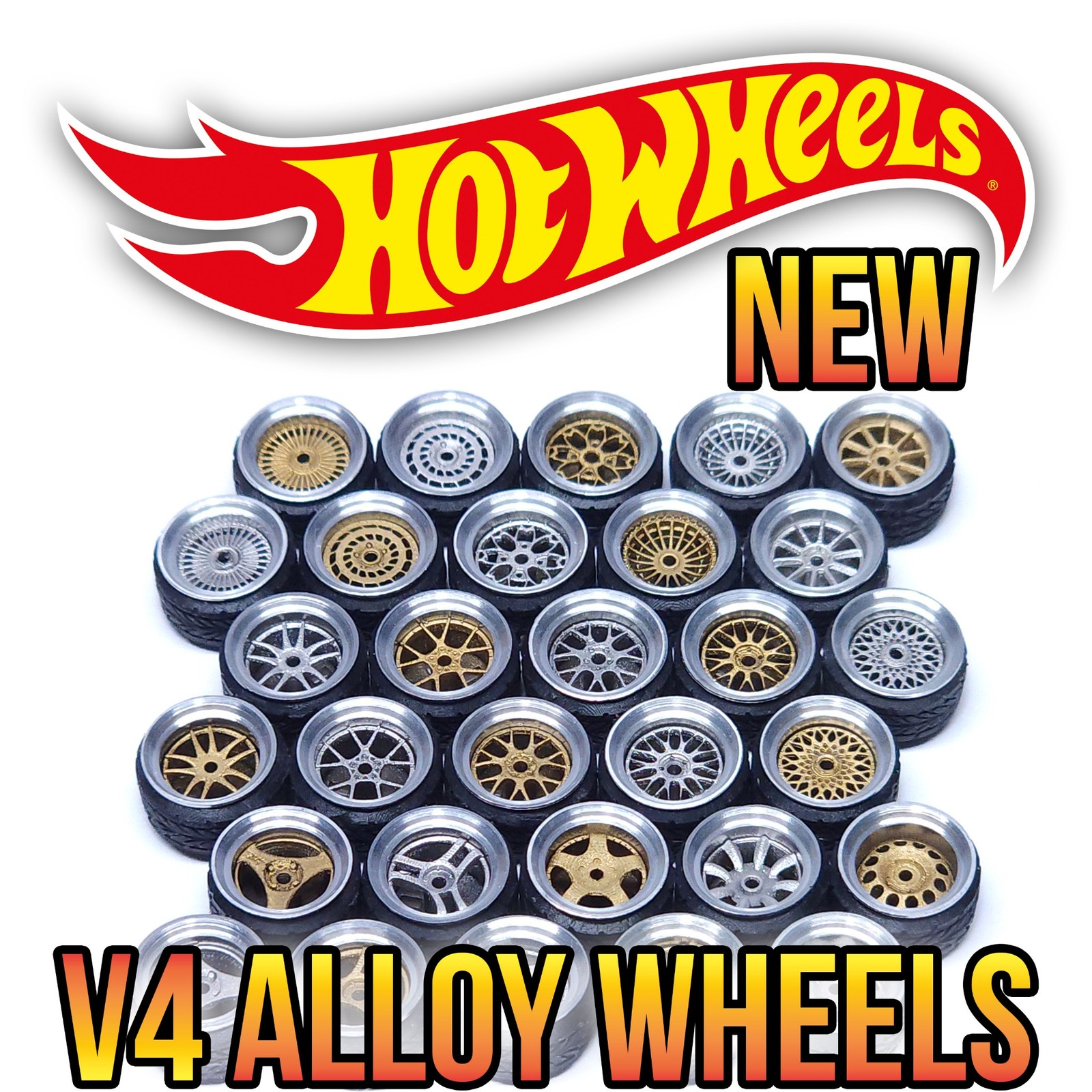 1/64 Scale STANCE ALLOY v4 Wheels – 2 Piece Real Rider Rims Tires Set for Hot