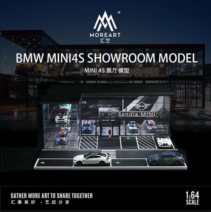 1/64 Diorama Car Garage Model LED Lighting Parking Lot Model Display Case US