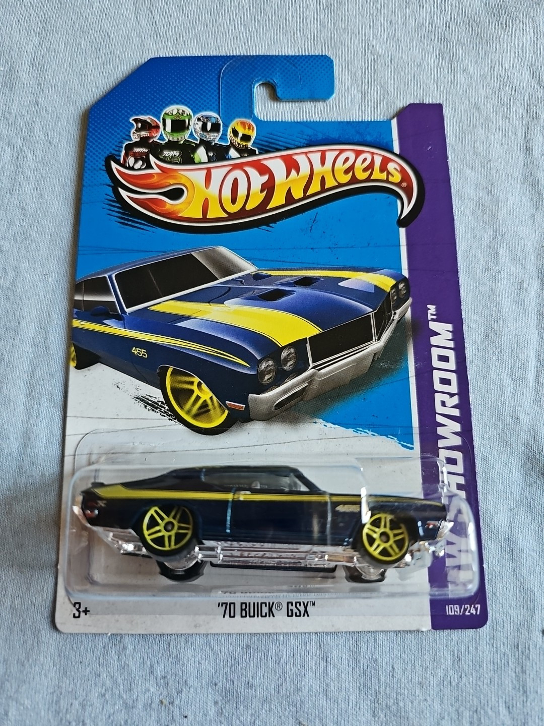 2012 Hot Wheels ’70 BUICK GSX Blue 109/247 GREAT CARD Kmart Color MUSCLE MANIA