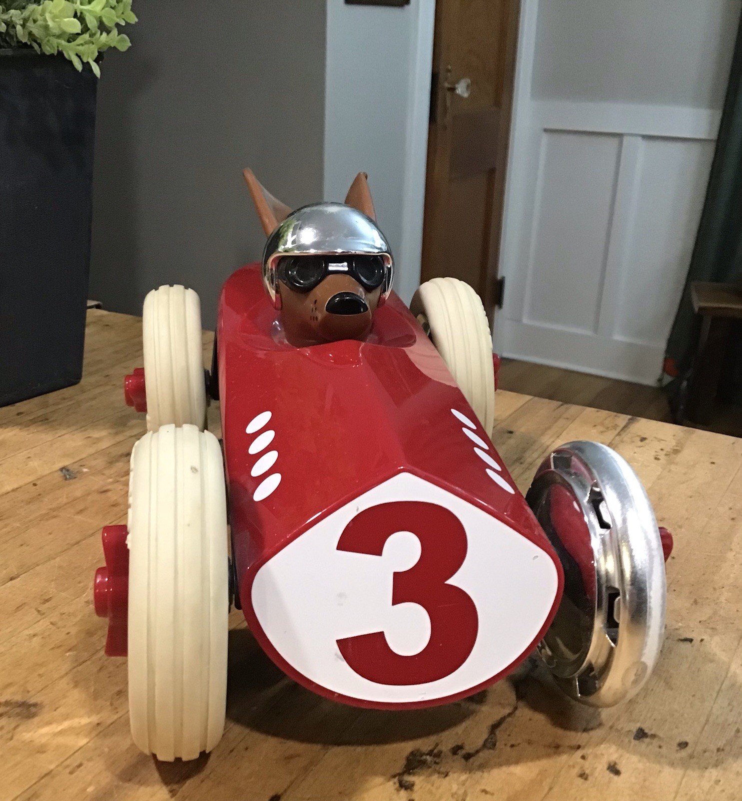 Playforever Rufus Patrick Toy Car Red Dog Racer Vintage Style #3 Push Toy