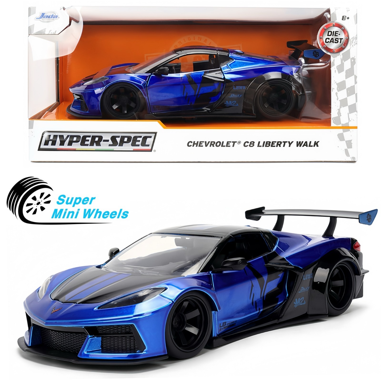 Jada 1:24 Chevrolet C8 Corvette Liberty Walk – Blue – Hyper-Spec #36496