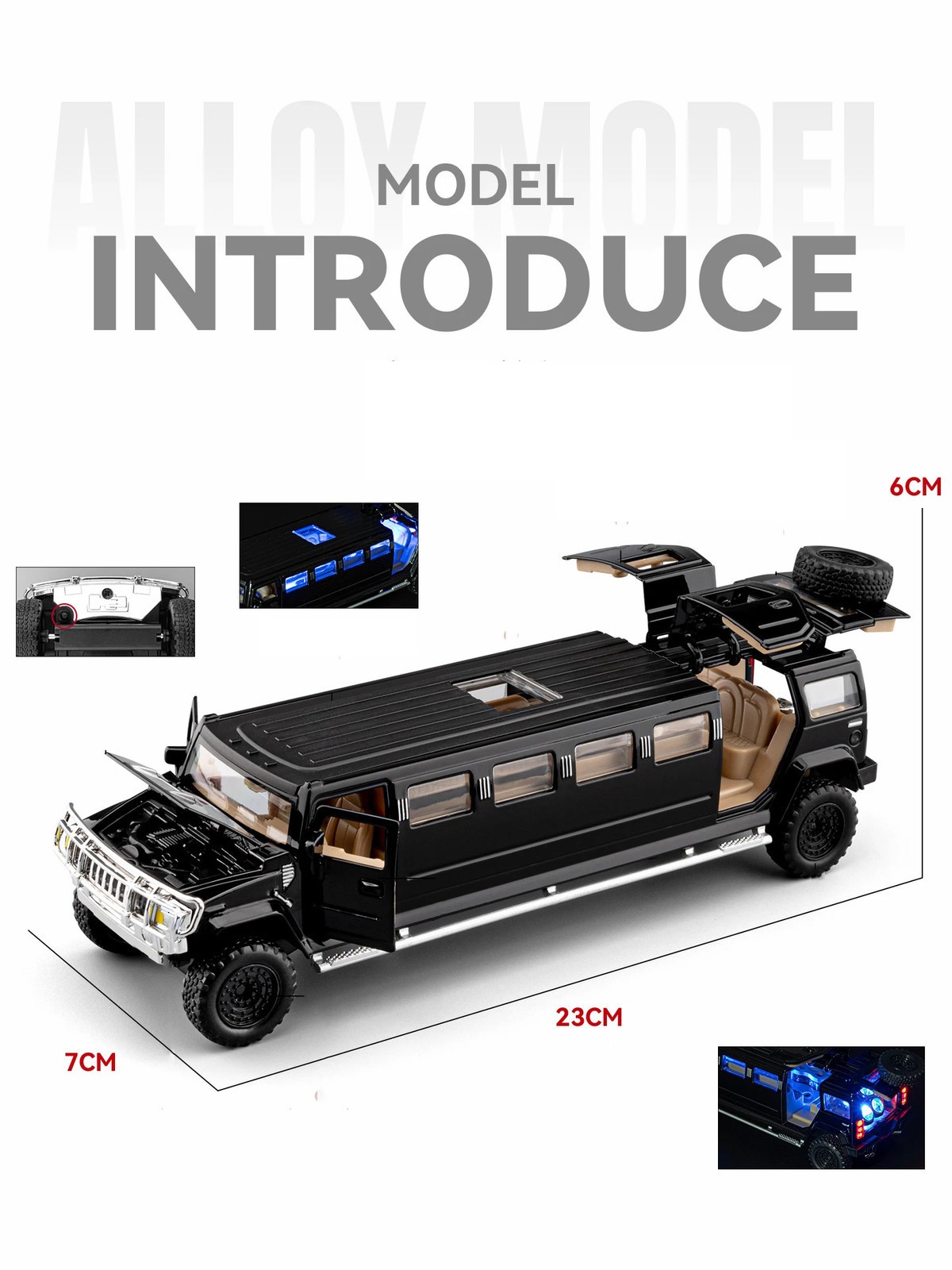 1:32 Extended Version HUMMER H2 Alloy Car Model Diecast Metal Vehicles Car Model