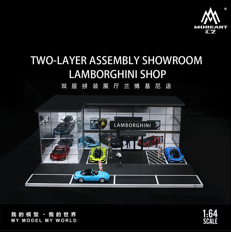 More Art Diorama 1:64 Car Garage Model LED City Parking Lot Scene Building Model