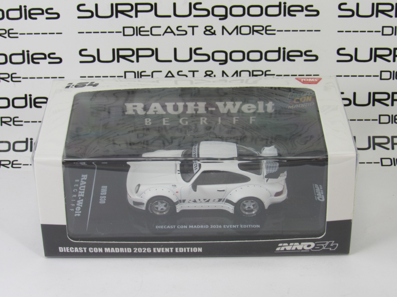 2026 INNO64 Diecast Con Madrid White Matt Matte PORSCHE 930 RWB #IN64-RWB930-DCM