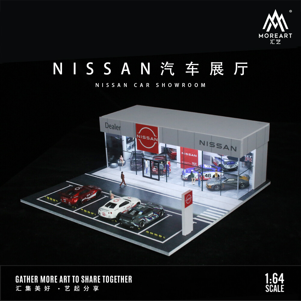 Diorama 1/64 Scale Car Garage Model LED Lighting City Showroom Scene Model Gifts