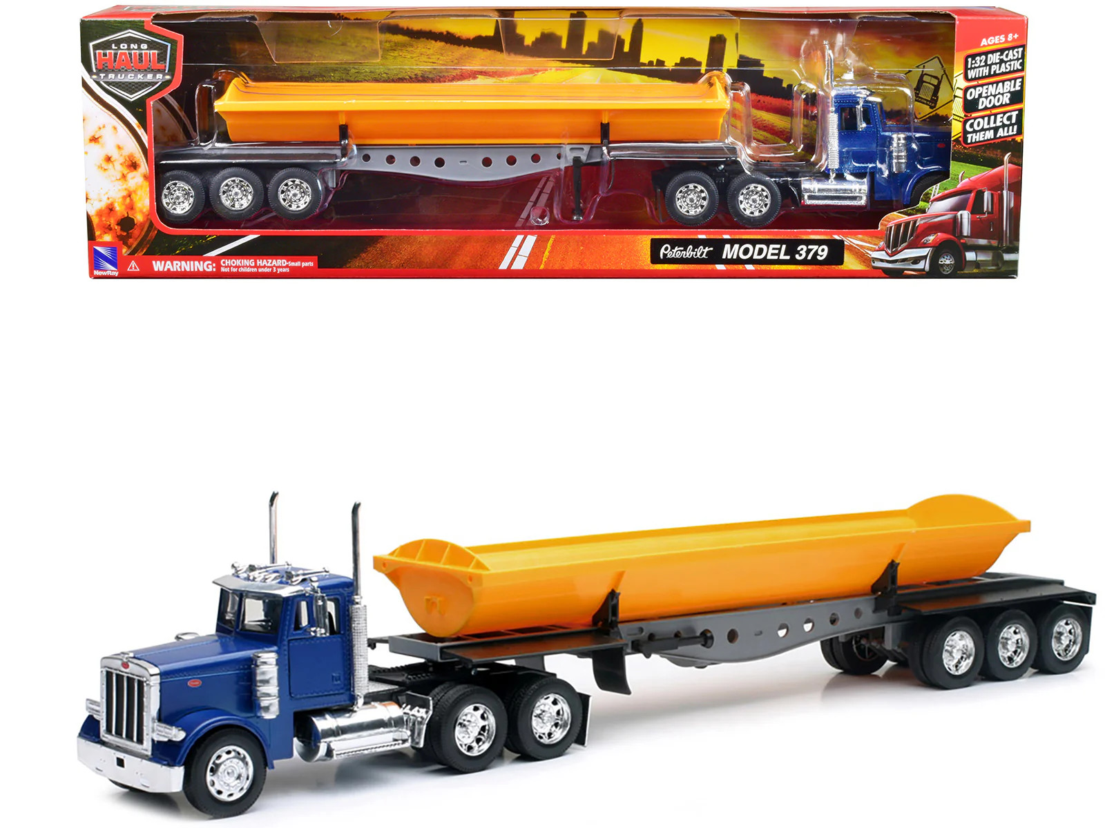 Peterbilt 379 Truck with Side Dump Blue and Yellow “Long Haul Truckers” Series 1