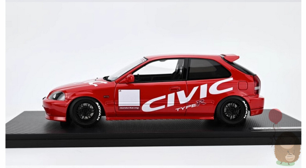 IG 1/18 Honda CIVIC EK9 Type R Resin Model Car Diecast Hobby Ornaments Gifts Red