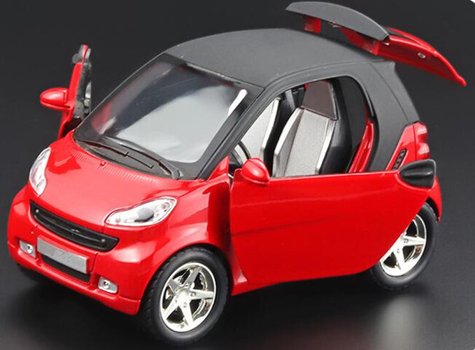 Red Pull Back Car Diecast Car Model Collectible Toy For 1/32 Scale Smart Fortwo