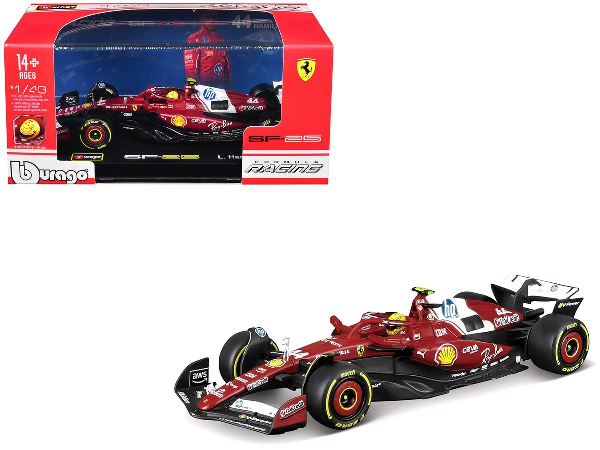 BBURAGO FORMULA F 1 2025 FERRARI SF-25 1/43 w/ CASE #44 LEWIS HAMILTON 36852 LH