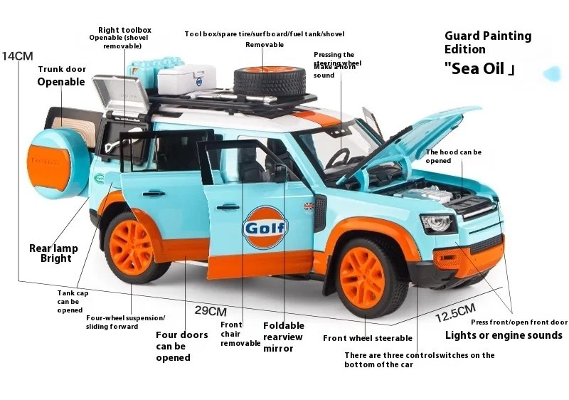 1:18 Land Rover Defender 110 Diecast Model Car Toy Collectible Sound Light Gift