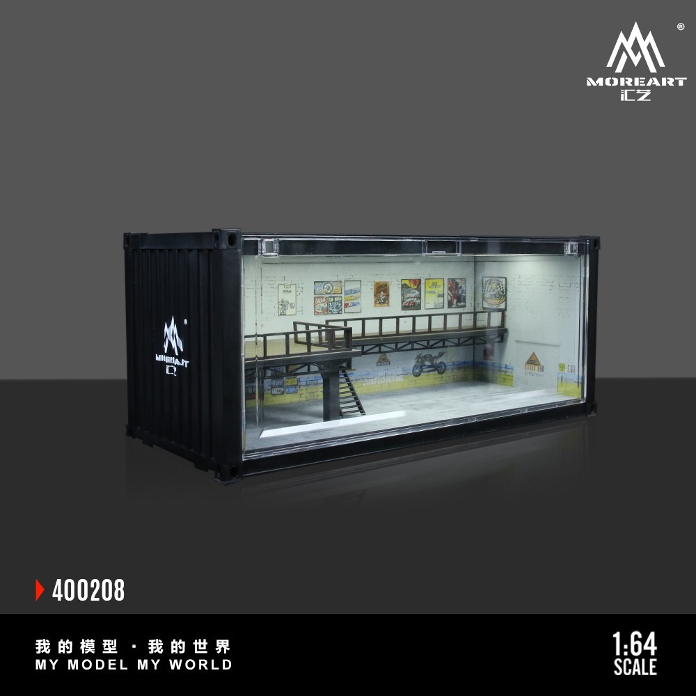 Diorama 1/64 Car Garage Model LED Lights Car Parking Lot Scene Model Display Box