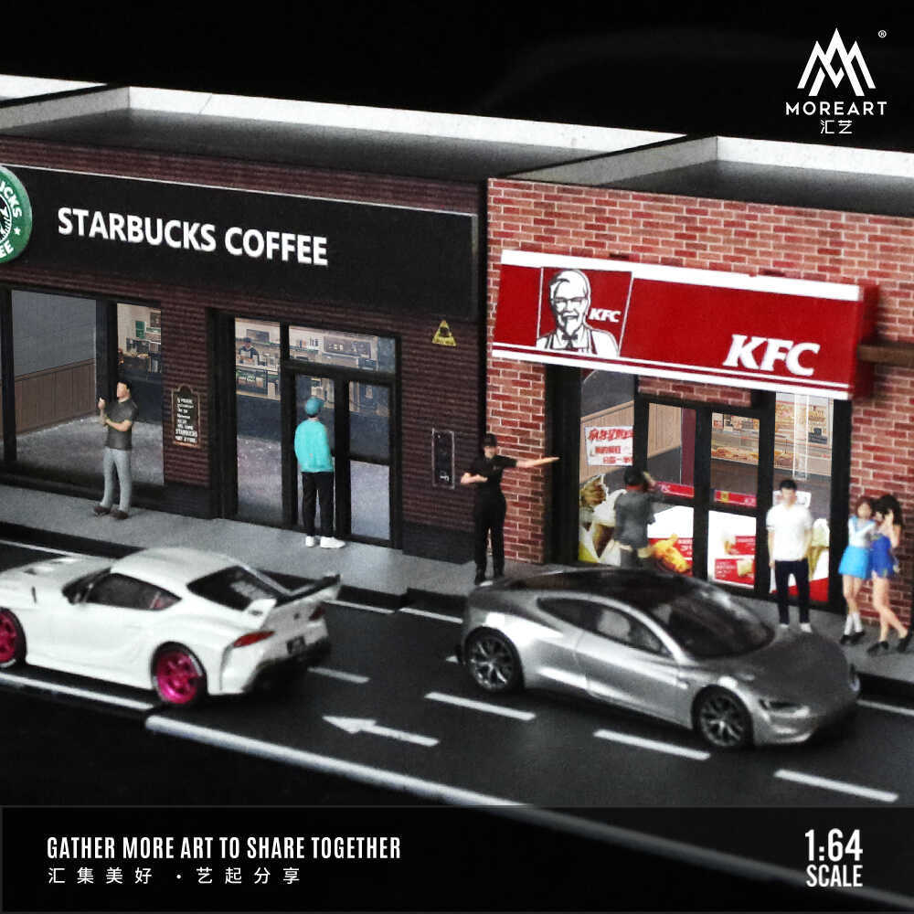 Diorama 1:64 Car Garage Model LED Lighting Street View Building Scene Model