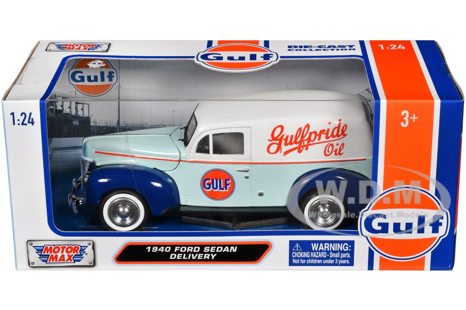 1940 FORD SEDAN DELIVERY LIGHT BLUE GULF OIL 1/24 DIECAST CAR BY MOTORMAX 79661