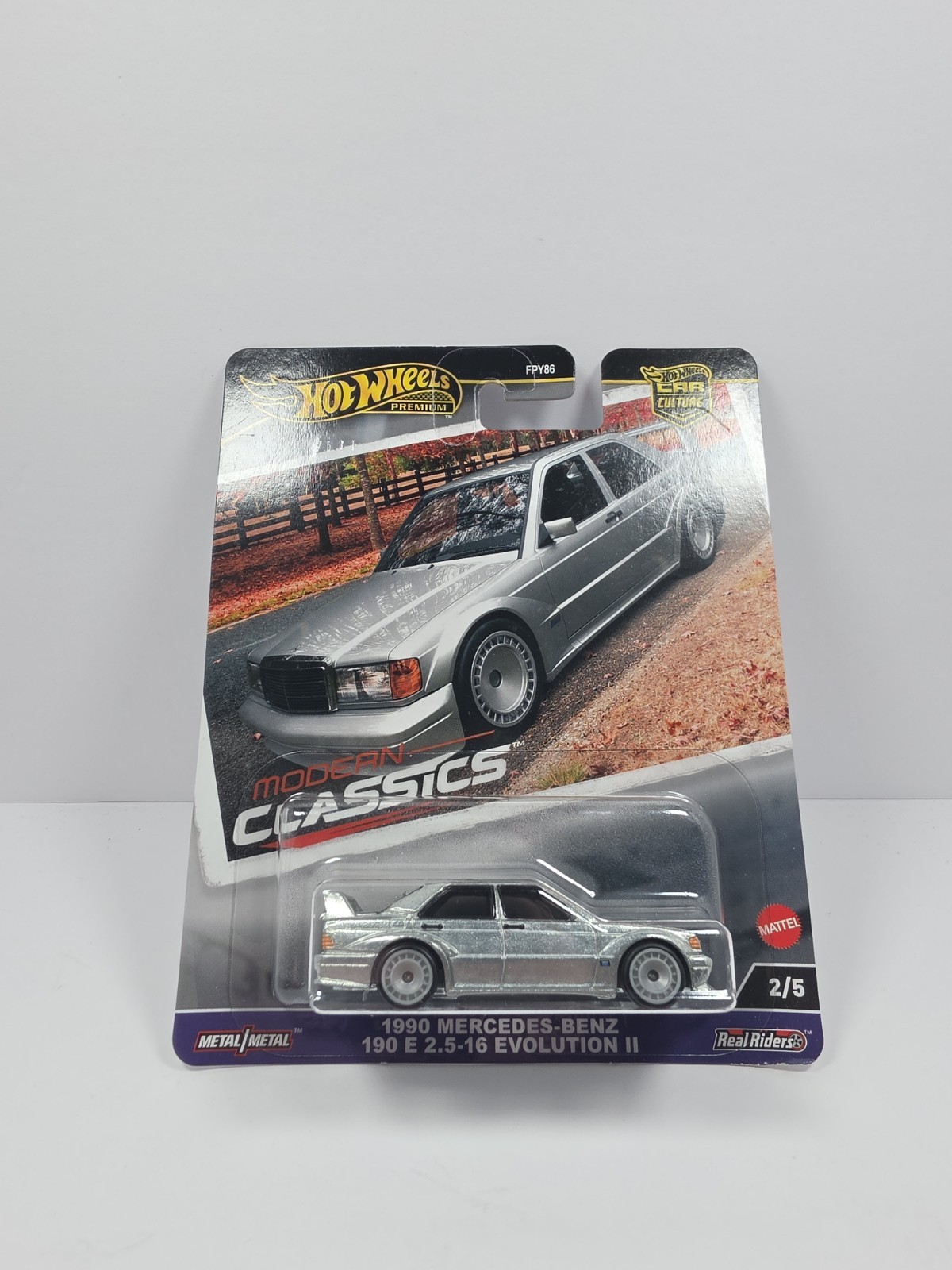 Hot Wheels Modern Classics 1:64 1990 Mercedes-Benz 190E Evo II Diecast Silver