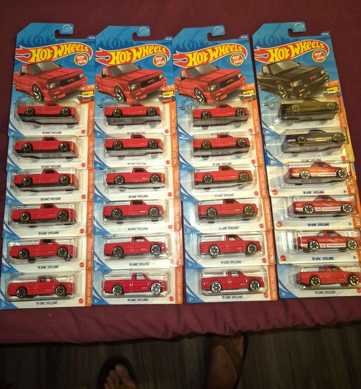 2020 HOT WHEELS P CASE HW HOT TRUCKS 1991 RED GMC SYCLONE –LOT OF 24 VHTF