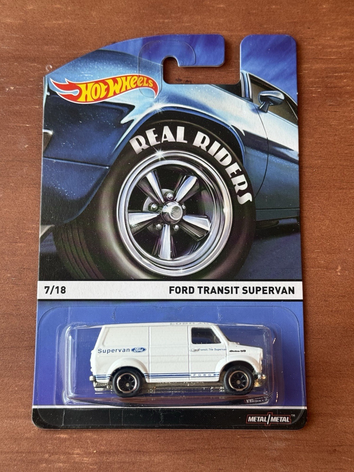 Hot Wheels Real Riders Ford Transit Supervan Van 1:64 Metal White/Blue 2014 7/18