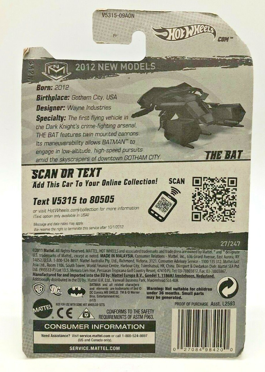 Hot Wheels 2012 The Bat No. V5315