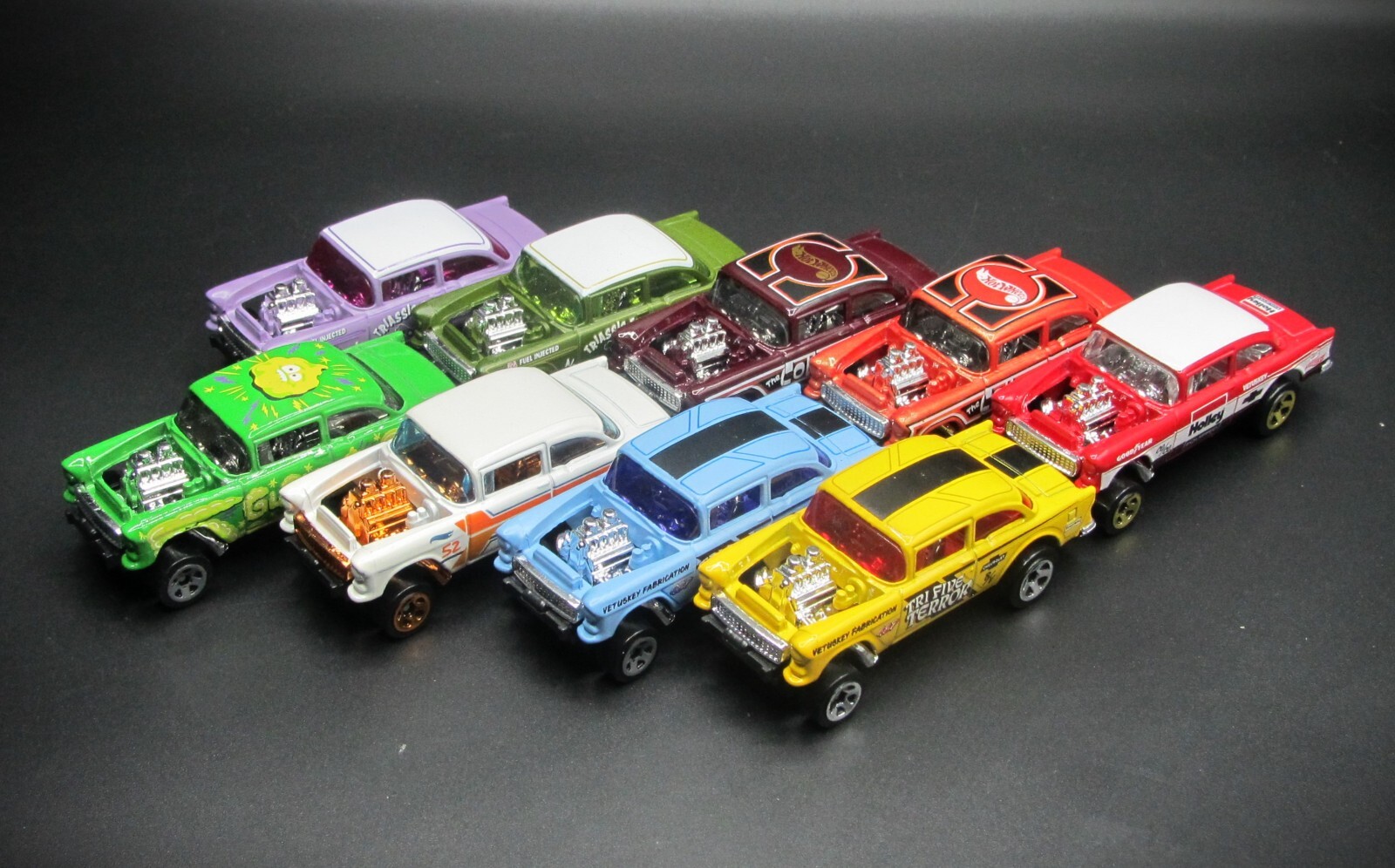 Hot Wheels ’55 Chevy Bel Air Gasser, Lot of 9, Loose, New