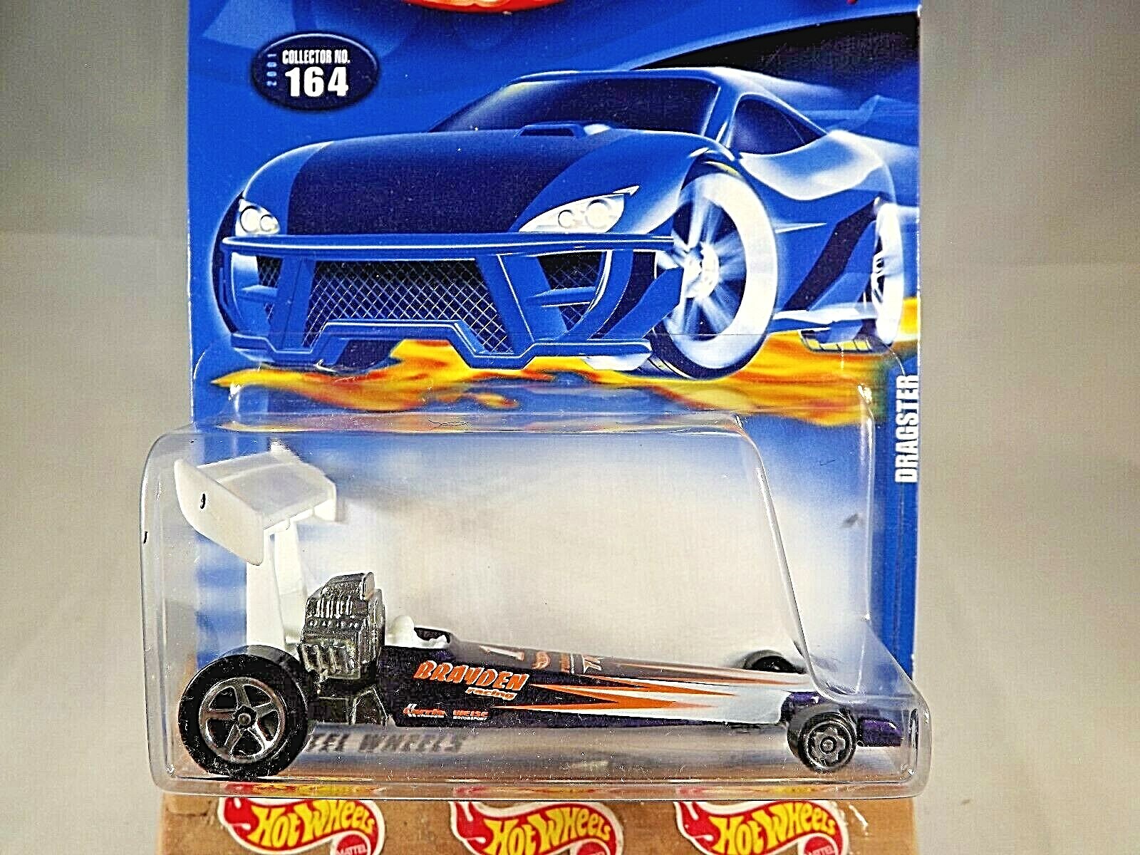 2001 Hot Wheels Mainline/Collector #164 DRAGSTER Purple/White w/5SpRear-MW Front