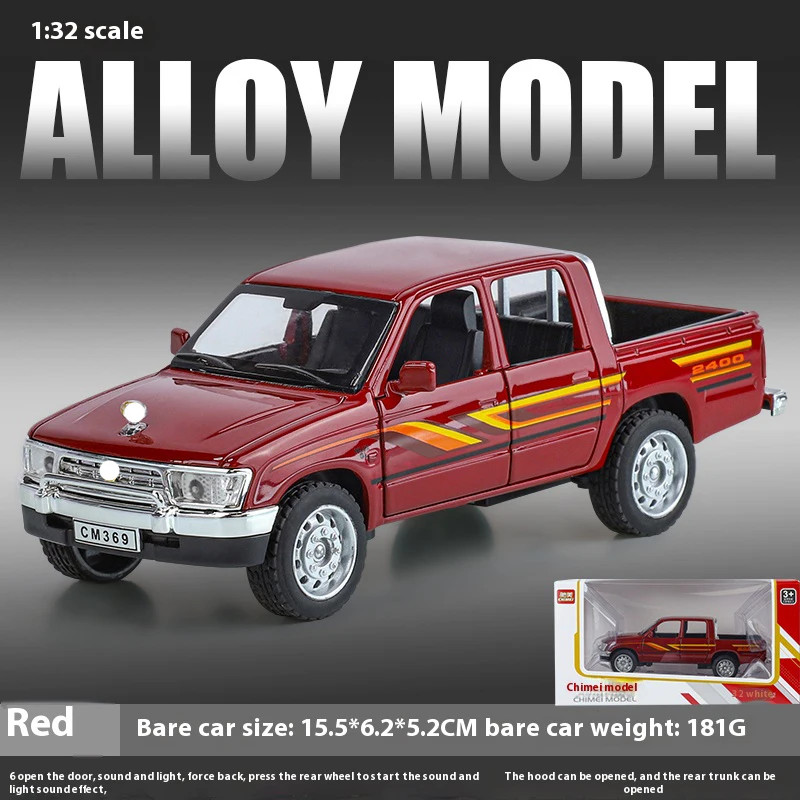 1:32 Toyota Hilux Alloy Model Off road Pickup with Sound and Light Diecast Toy