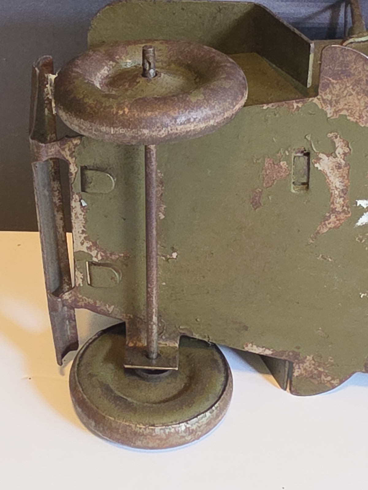 Vintage Pressed Steel Willys Jeep Military Toy w/ Driver France? 1940s 1950s