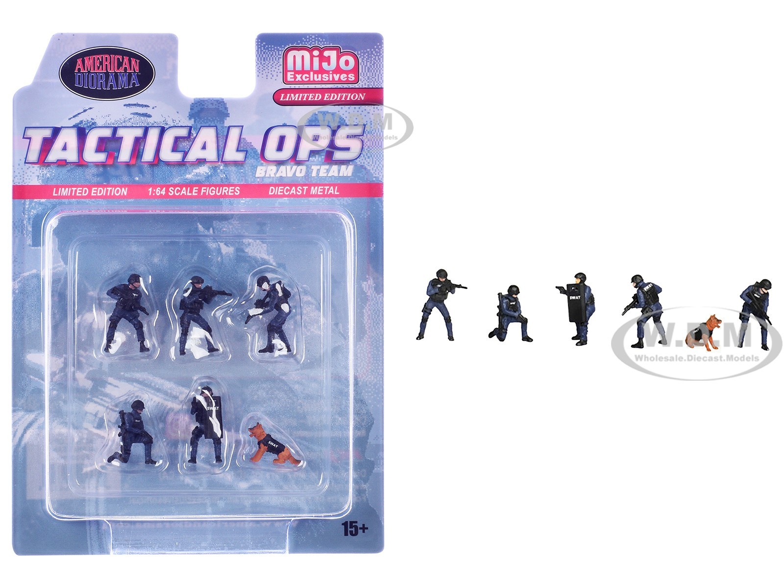 “TACTICAL OPS BRAVO TEAM” 6 PC FIGURE SET FOR 1/64 BY AMERICAN DIORAMA AD-2439MJ