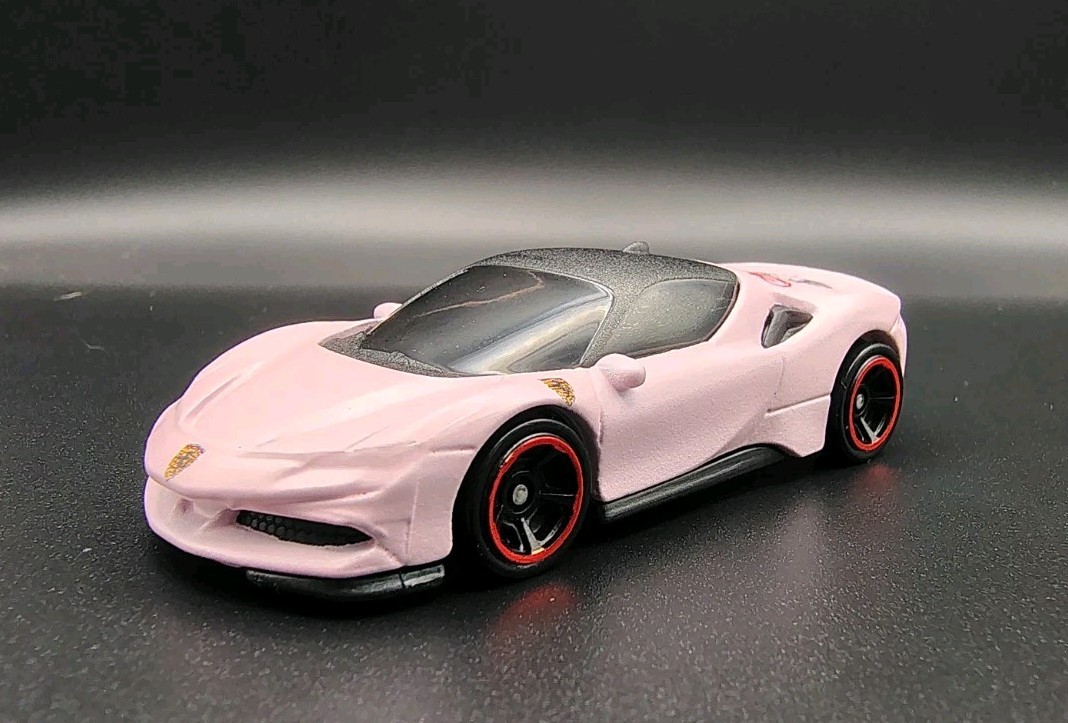 Custom Hot Wheels Ferrari SF90 Stradale Pink 1/64 Stock Wheels NoScalpCustoms