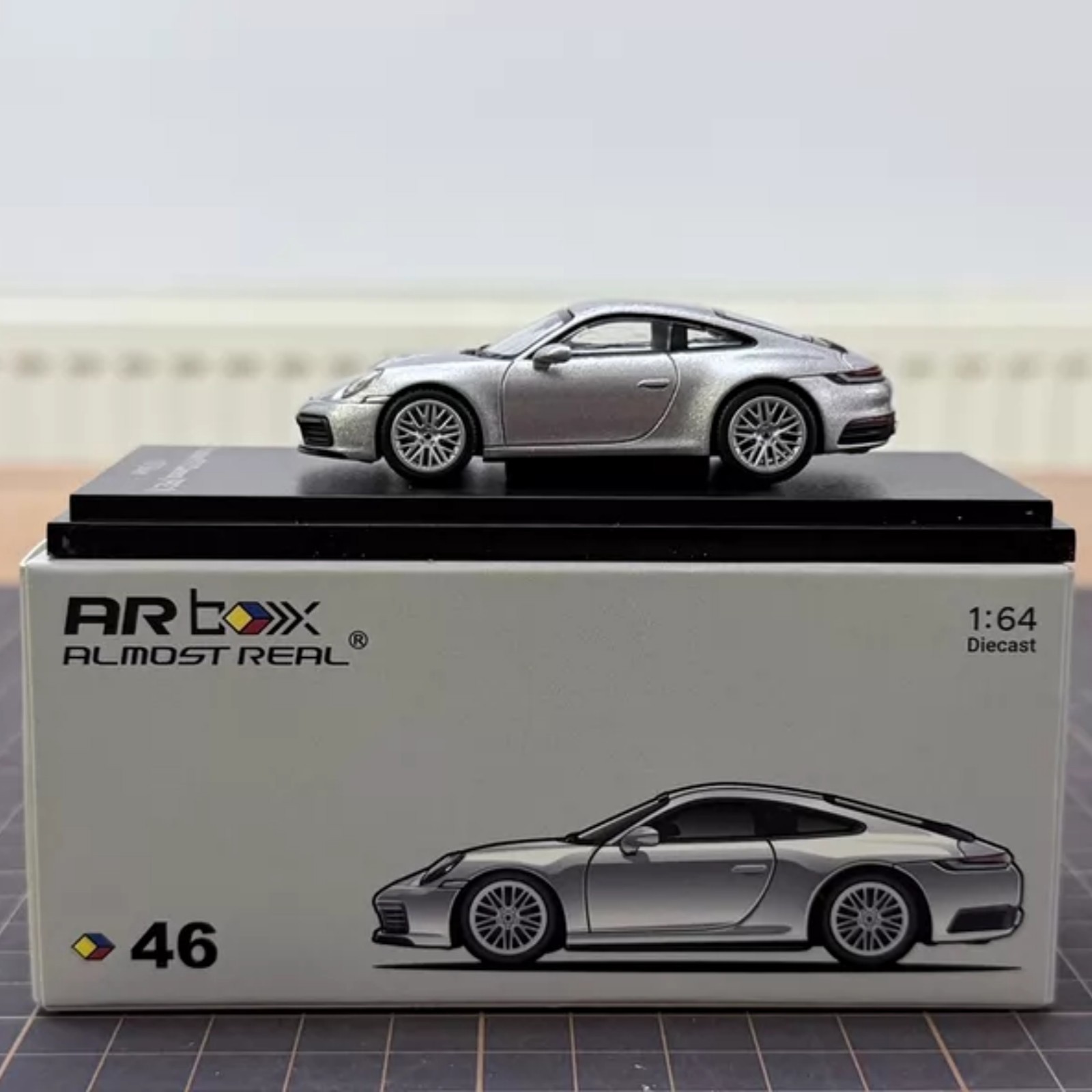 2026 Almost Real 1/64 Porsche 911 Carrera 992.1 GT Silver Metallic Diecast Model