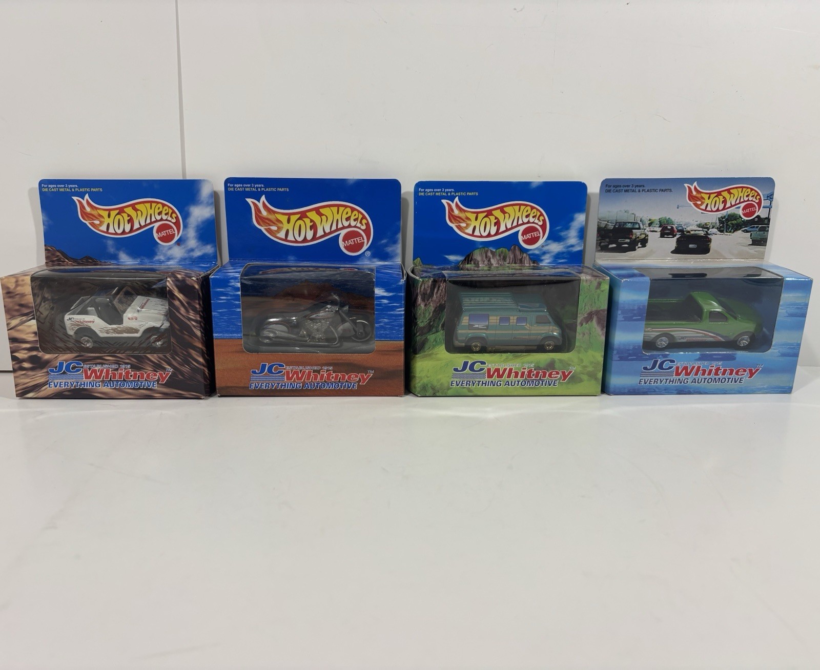Lot Of 4 1997 Hot Wheels JC Whitney Collectible Diecast Unopened Jeep Motorcycle