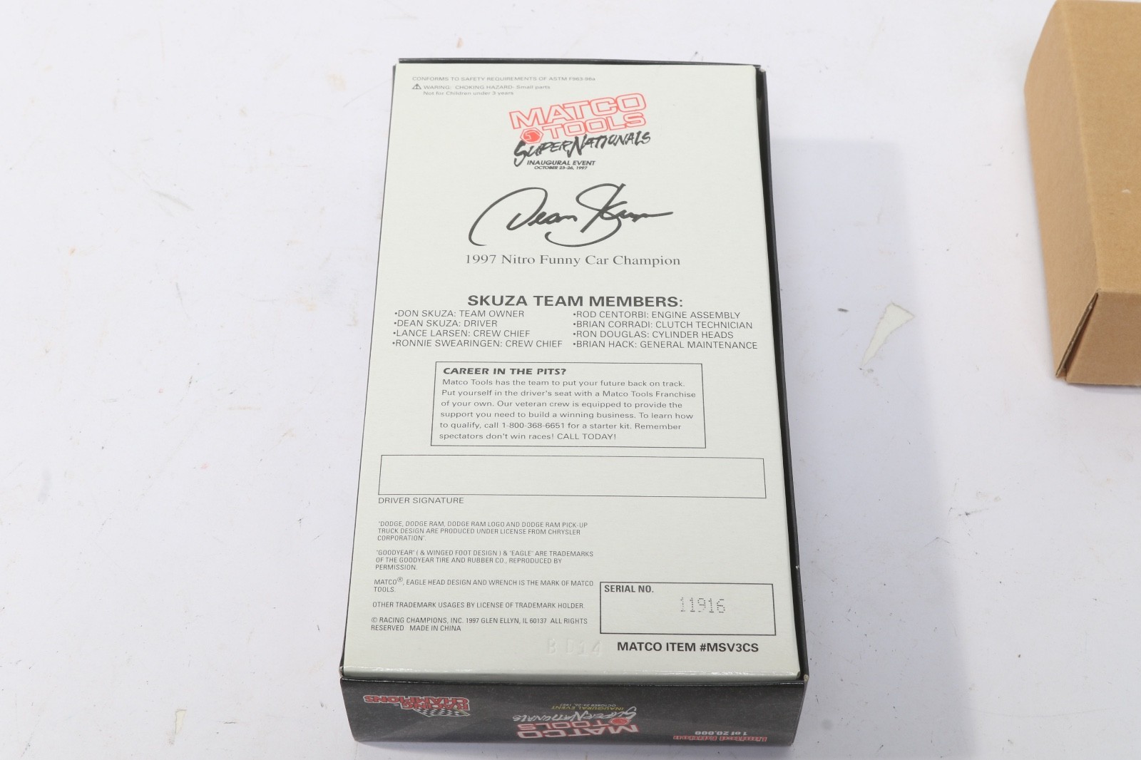 Matco Tools SuperNationals Dean Skuza 1:43 3-Die cast Funny Cars Inaugural Event