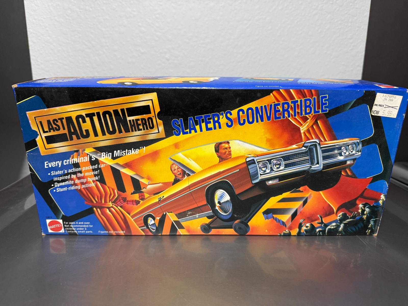 1993 MATTEL LAST ACTION HERO SLATER’S CONVERTIBLE STUNT CAR FACTORY SEALED
