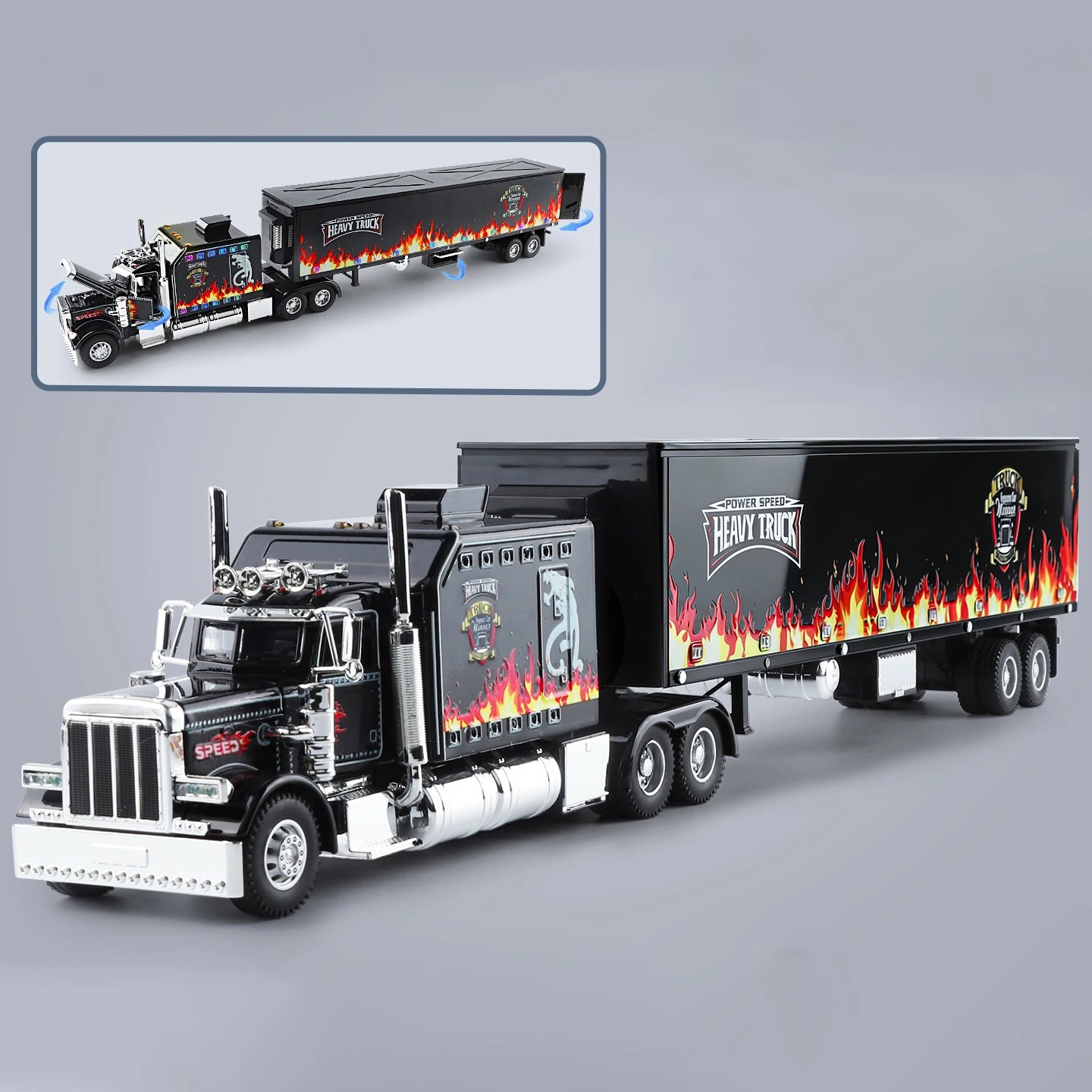 1:24 Peterbilt 389 Alloy Heavy Semi Trailer Truck Head Diecast Container Truck