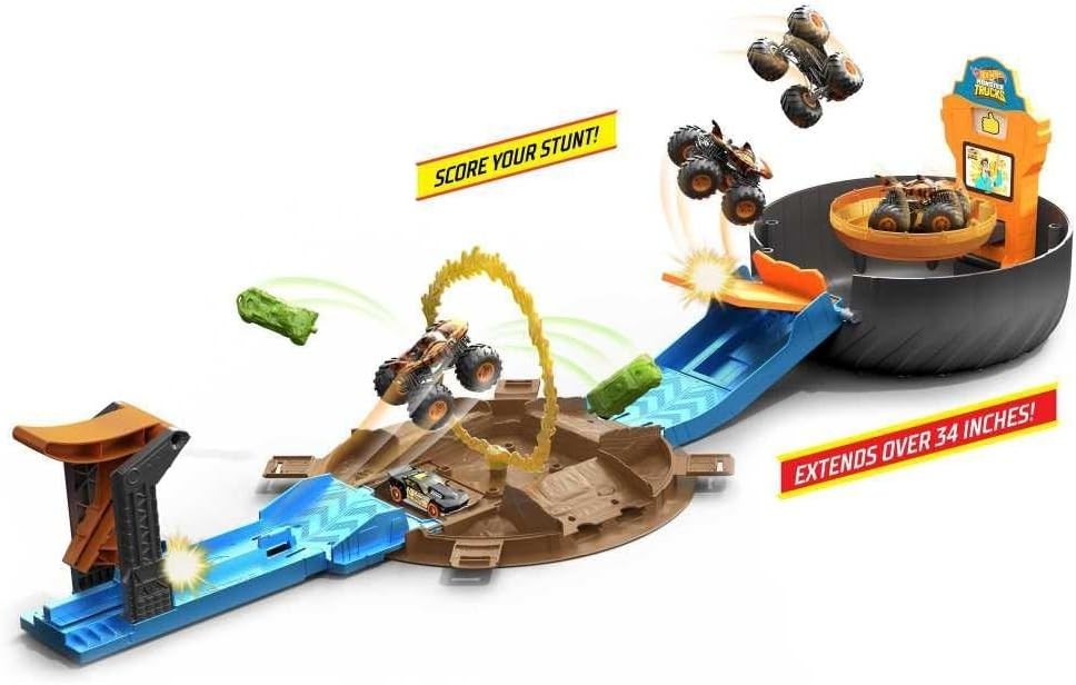 Hot Wheels Monster Trucks Stunt Tire Playset, Includes 3 Hot Wheels Monster T…
