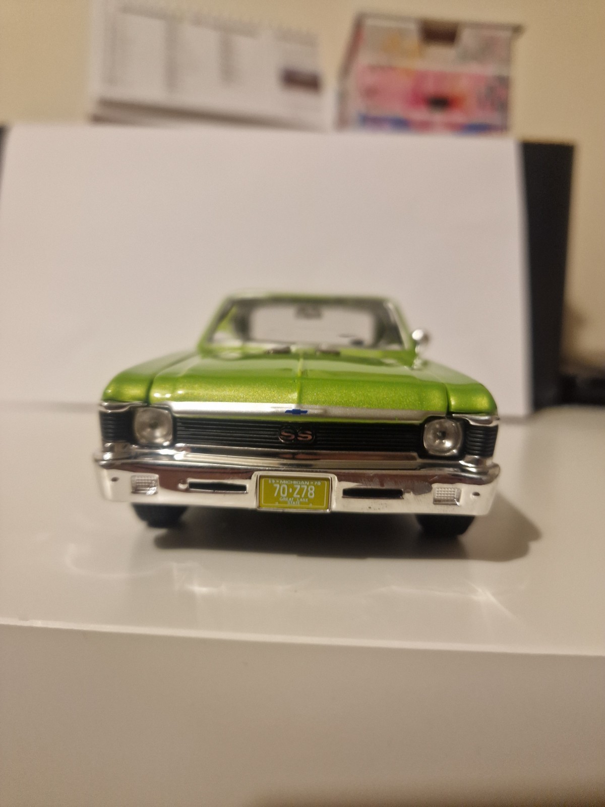 1:24 1970 Chevrolet Nova SS Green Alloy Diecast Car Model KidsAdults Collectible