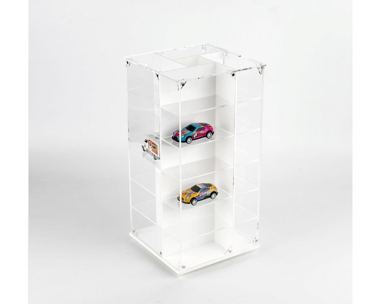Showcase 1:64 Acrylitower 24-Car Display Desk Top Spinner with Magnetic Covers (